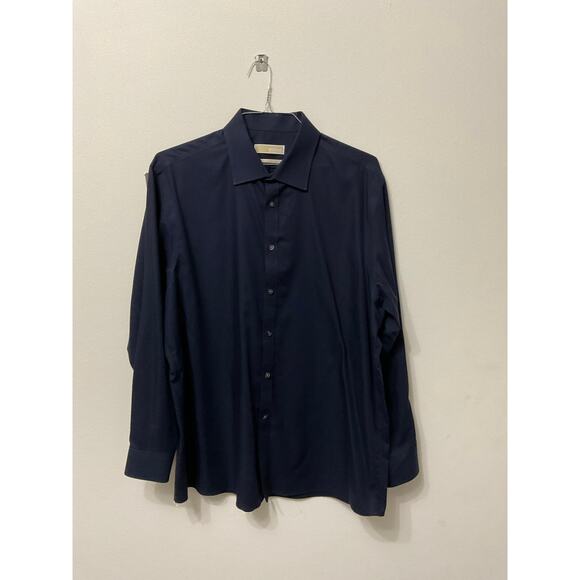 Preowned Men's Michael Kors Non-Iron Blue Button Down Dress Shirt 17.5" 34/35 - Picture 1 of 4